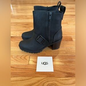 UGG Fern Waterproof Black Nubuck Leather, Size 7